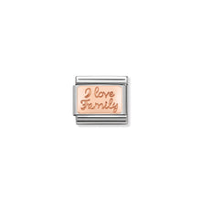 Load image into Gallery viewer, COMPOSABLE CLASSIC LINK 430101/41 I LOVE FAMILY PLATE IN 9K ROSE GOLD
