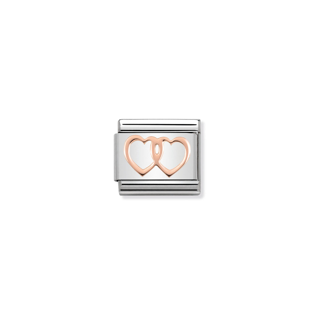 COMPOSABLE CLASSIC LINK 430104/08 DOUBLE HEARTS IN 9K ROSE GOLD