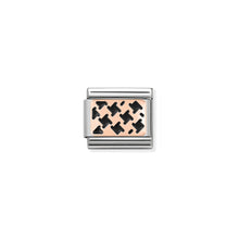 Load image into Gallery viewer, COMPOSABLE CLASSIC LINK 430201/01 HOUNDSTOOTH BLACK 9K ROSE GOLD PLATE &amp; ENAMEL
