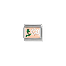 Load image into Gallery viewer, COMPOSABLE CLASSIC LINK 430201/09 WHITE ROSE 9K ROSE GOLD PLATE &amp; ENAMEL
