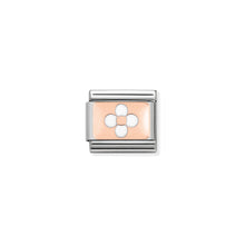 Load image into Gallery viewer, COMPOSABLE CLASSIC LINK 430201/11 WHITE FLOWER 9K ROSE GOLD PLATE &amp; ENAMEL
