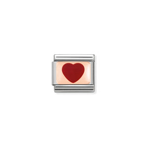 COMPOSABLE CLASSIC LINK 430201/14 RED HEART ON 9K ROSE GOLD PLATE & ENAMEL