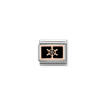 Load image into Gallery viewer, COMPOSABLE CLASSIC LINK 430201/17 BOAT WHEEL BLACK 9K ROSE GOLD PLATE &amp; ENAMEL

