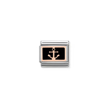 Load image into Gallery viewer, COMPOSABLE CLASSIC LINK 430201/18 ANCHOR BLACK 9K ROSE GOLD PLATE &amp; ENAMEL
