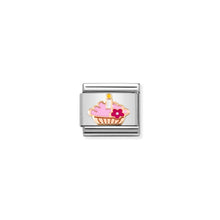 Load image into Gallery viewer, COMPOSABLE CLASSIC LINK 430202/08 CUPCAKE WITH CANDLE IN 9K ROSE GOLD
