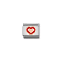 Load image into Gallery viewer, COMPOSABLE CLASSIC LINK 430203/01 HEART WITH RED BORDER 9K ROSE GOLD &amp; ENAMEL

