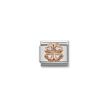 Load image into Gallery viewer, COMPOSABLE CLASSIC LINK 430302/04 FOUR-LEAF CLOVER 9K ROSE GOLD &amp; CZ
