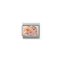 Load image into Gallery viewer, COMPOSABLE CLASSIC LINK 430302/07 PINK KNOT 9K ROSE GOLD &amp; CZ
