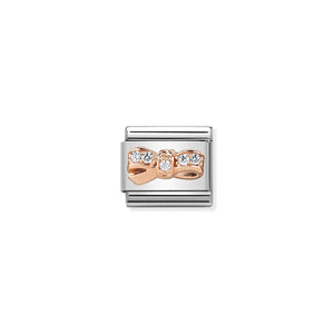 COMPOSABLE CLASSIC LINK 430302/12 BOW CHERIE 9K ROSE GOLD & CZ