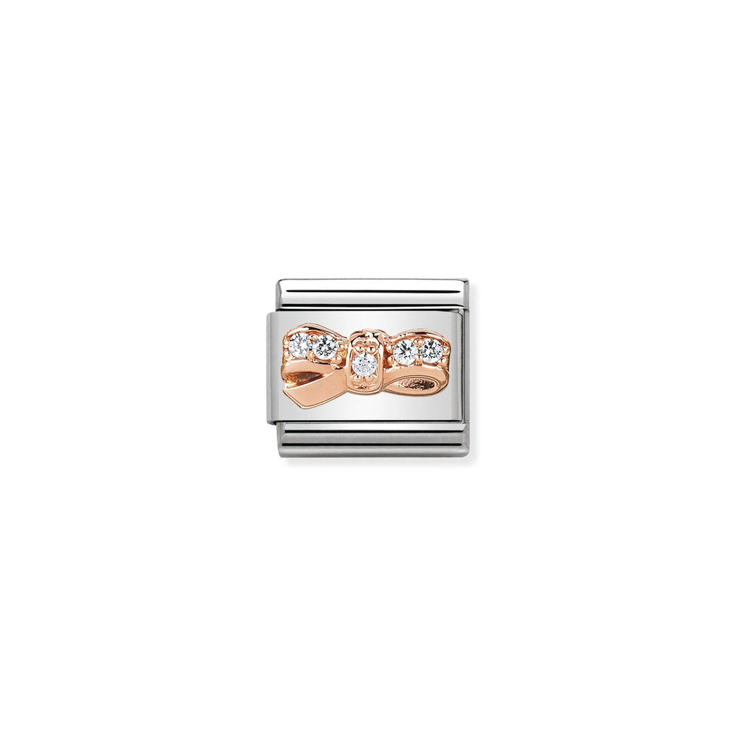 COMPOSABLE CLASSIC LINK 430302/12 BOW CHERIE 9K ROSE GOLD & CZ