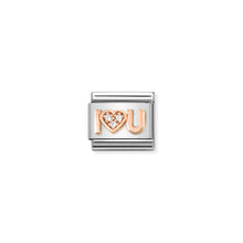 Load image into Gallery viewer, COMPOSABLE CLASSIC LINK 430305/36 I HEART U WITH CZ IN 9K ROSE GOLD
