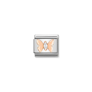 COMPOSABLE CLASSIC LINK 430305/19 BUTTERFLY IN 9K ROSE GOLD & CZ