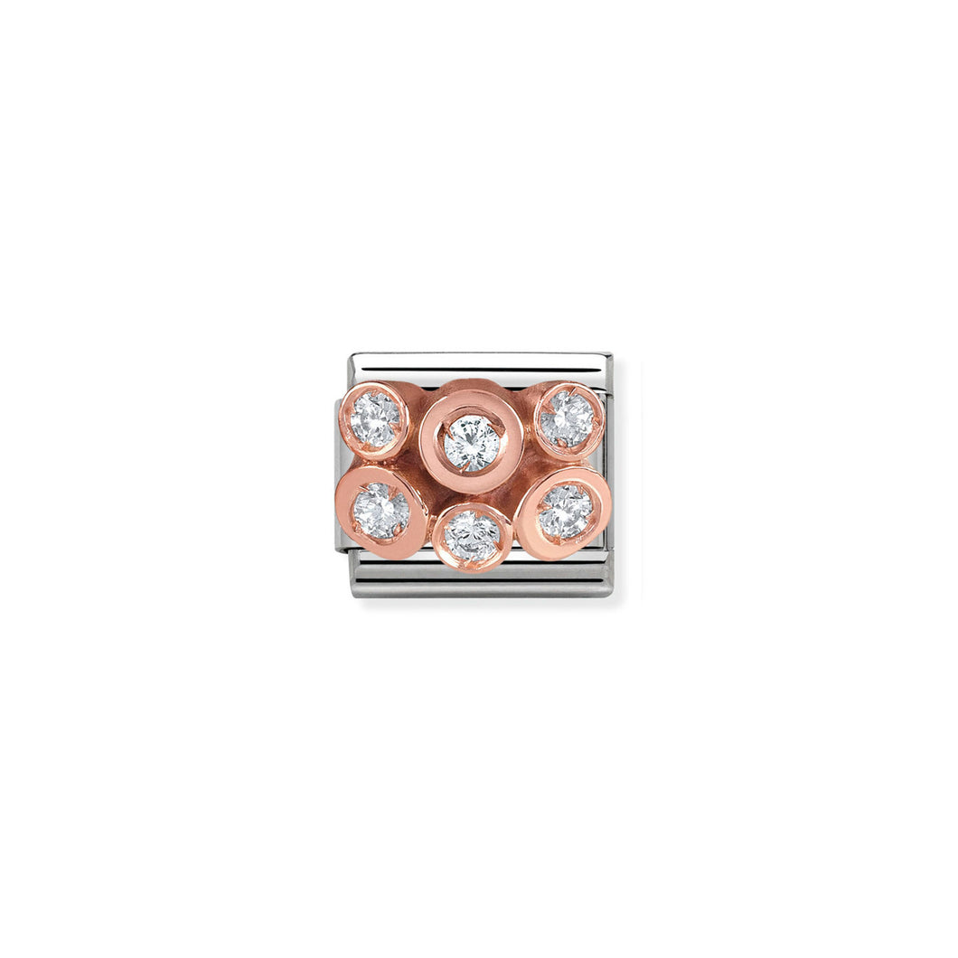 COMPOSABLE CLASSIC LINK 430306/01 CRYSTAL CLUSTER IN 9K ROSE GOLD & CZ