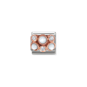 COMPOSABLE CLASSIC LINK 430307/01 CLUSTER WITH M-O-P IN 9K ROSE GOLD & CZ