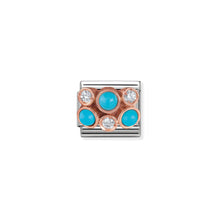 Load image into Gallery viewer, COMPOSABLE CLASSIC LINK 430307/04 CLUSTER WITH TURQUOISE IN 9K ROSE GOLD &amp; CZ
