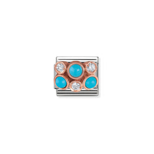 COMPOSABLE CLASSIC LINK 430307/04 CLUSTER WITH TURQUOISE IN 9K ROSE GOLD & CZ