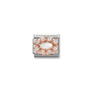 COMPOSABLE CLASSIC LINK 430308/12 WHITE MOTHER OF PEARL IN 9K ROSE GOLD & CZ