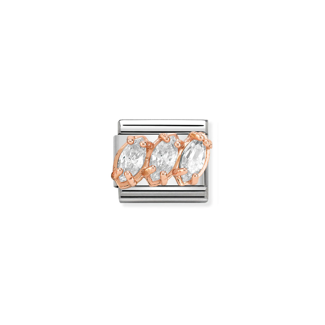COMPOSABLE CLASSIC LINK 430309/05 WHITE TRIPTYCH IN 9K ROSE GOLD & CZ