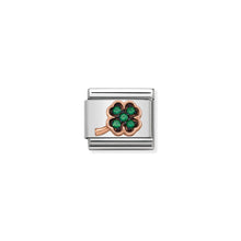 Load image into Gallery viewer, COMPOSABLE CLASSIC LINK 430311/02 CLOVER GREEN CZ IN 9K ROSE GOLD
