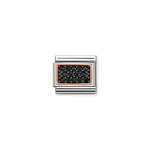 Load image into Gallery viewer, COMPOSABLE CLASSIC LINK 430313/03 RECTANGLE WITH BLACK PAVÉ CZ IN 9K ROSE GOLD
