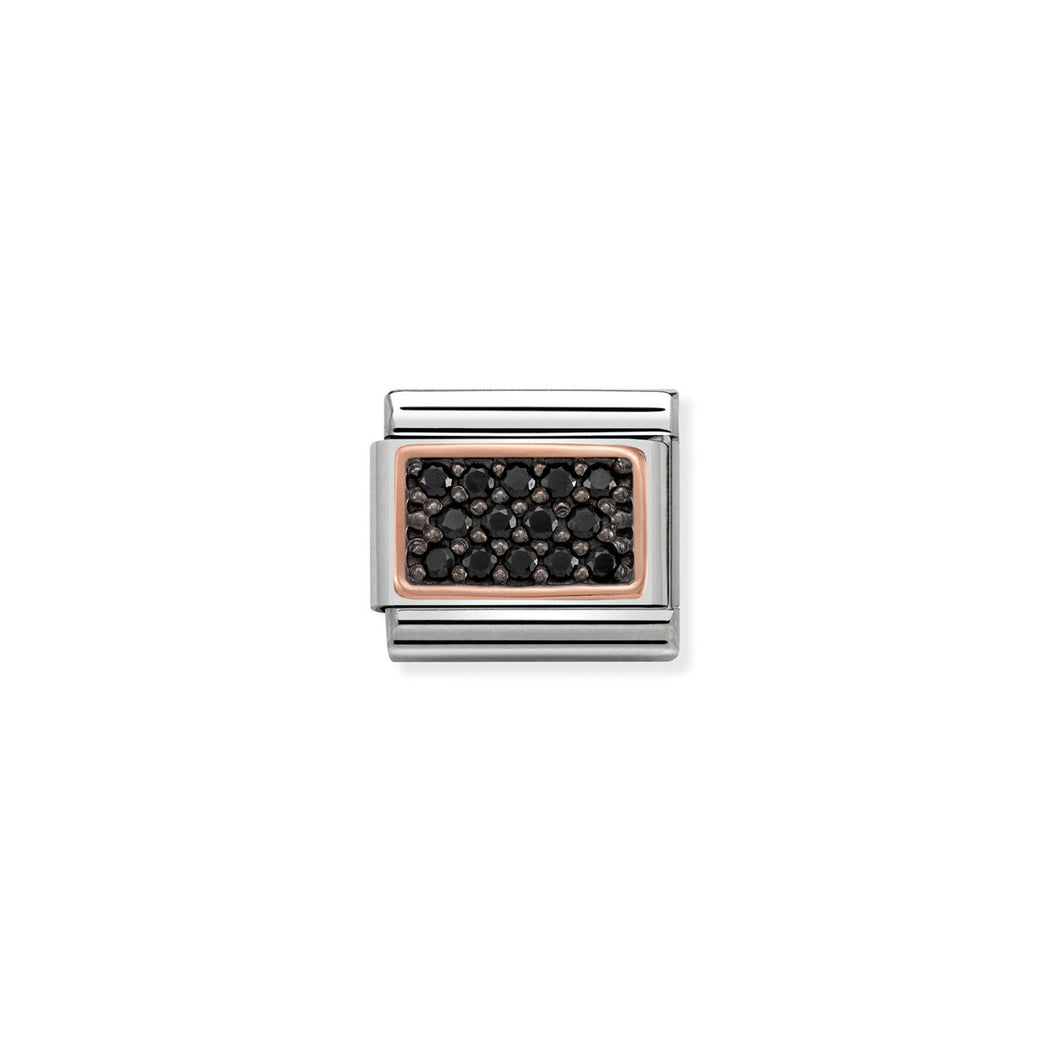 COMPOSABLE CLASSIC LINK 430313/03 RECTANGLE WITH BLACK PAVÉ CZ IN 9K ROSE GOLD