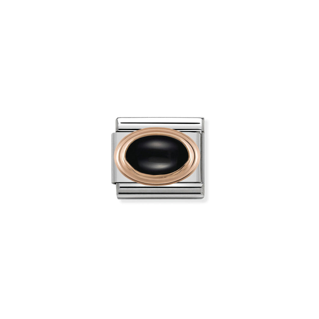 COMPOSABLE CLASSIC LINK 430501/02 BLACK AGATE OVAL IN 9K ROSE GOLD