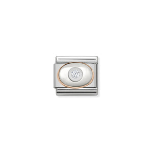COMPOSABLE CLASSIC LINK 430504/01 MOTHER OF PEARL & WHITE CZ IN 9K ROSE GOLD