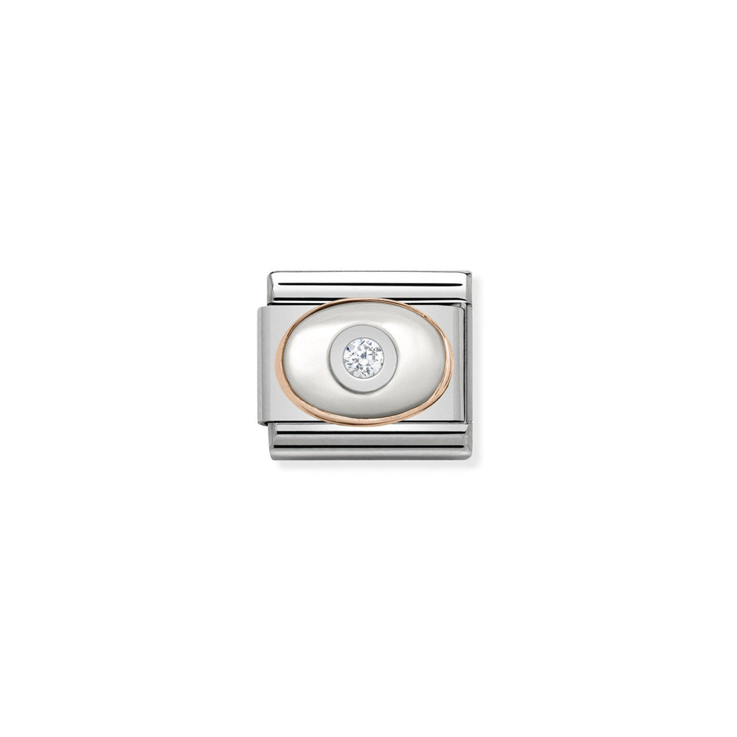 COMPOSABLE CLASSIC LINK 430504/01 MOTHER OF PEARL & WHITE CZ IN 9K ROSE GOLD