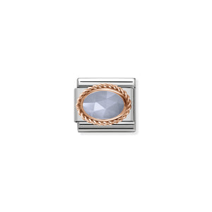 COMPOSABLE CLASSIC LINK 430507/33 BANDED BLUE AGATE IN 9K ROSE GOLD