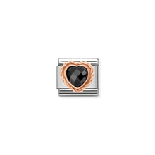 Load image into Gallery viewer, COMPOSABLE CLASSIC LINK 430602/011 FACETED BLACK CZ HEART IN 9K ROSE GOLD
