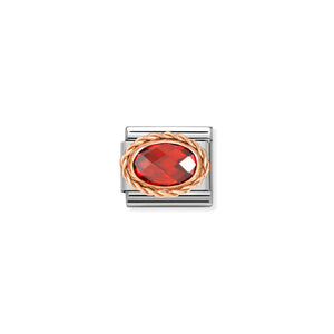 COMPOSABLE CLASSIC LINK 430603/005 OVAL FACETED RED IN 9K ROSE GOLD