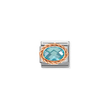 Load image into Gallery viewer, COMPOSABLE CLASSIC LINK 430603/006 OVAL FACETED CZ LIGHT BLUE IN 9K ROSE GOLD
