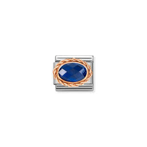 COMPOSABLE CLASSIC LINK 430603/007 OVAL FACETED CZ BLUE IN 9K ROSE GOLD