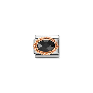 COMPOSABLE CLASSIC LINK 430603/011 OVAL FACETED CZ BLACK IN 9K ROSE GOLD
