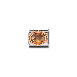 COMPOSABLE CLASSIC LINK 430603/012 OVAL FACETED CZ SMOKEY IN 9K ROSE GOLD