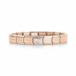 COMPOSABLE CLASSIC ROSE GOLD BRACELET SET 439011/20 WITH HEART LINK IN 9K ROSE GOLD & CZ