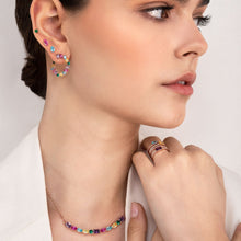 Load image into Gallery viewer, COLOUR WAVE EARRINGS 149803/026 ROSE GOLD RAINBOW CIRCLE CZ
