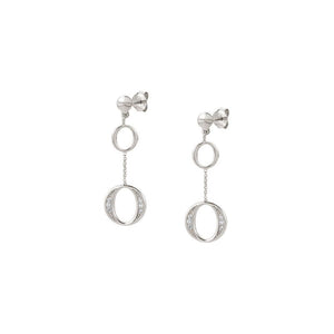 UNICA EARRINGS 146410/003 LONG SILVER CIRCLE PENDANTS WITH CZ